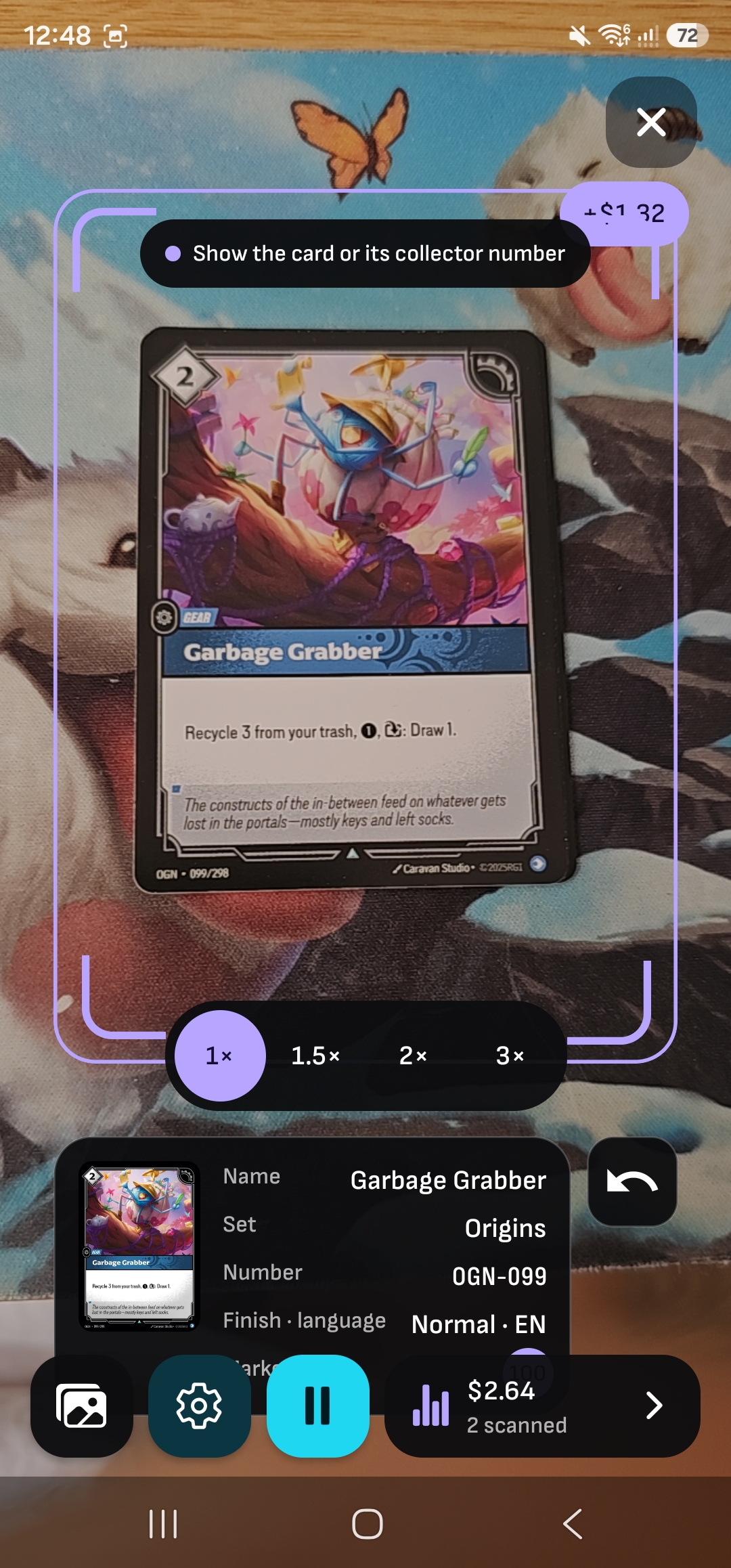 Riftarc scanner identifying a physical card and its exact printing